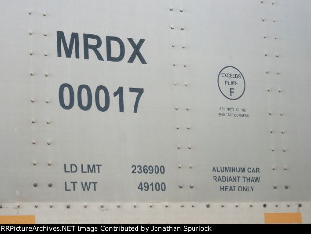 MRDX 00017, lettering on left side